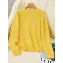 [Soft Thermal Sweater] Soft & Comfortable Women's Thermal Round-Neck Loose Fit Long Sleeve Sweater | All-Season Casual Top, Solid Color, Easy Care Hand Wash/Dry Clean, Medium Stretch, Clean Design