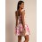 Women's Elegant Floral Dress - Square Neck flared skirt, Pink Floral Print, for Party, Date, Wedding - Women's Formal & Casual Outfits