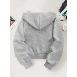 Women'S Casual Gray Hoodie with Double Bow Print - Long Sleeve, Zip-Up Pullover, All-Season Comfort, Casual Wear Hoodie|Casual Style Hoodie|Zippered Hoodie