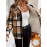 Women'S Casual Plaid Fleece-Lined Hooded Regular Jacket with Brushed Plaid and Hooded Shirt