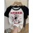 Women'S Spider Graphic T-Shirt - White & Black Color Block, Casual Crew Neck Short Sleeve Tee with 