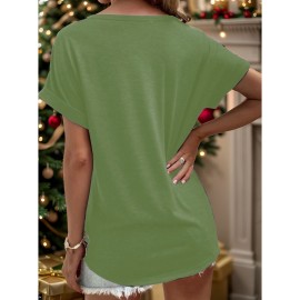 Women'S Vintage Norse Mythology Dragon Print V-Neck T-Shirt - Casual Short Sleeve, Regular Fit, All-Season Tee with Intricate Design, Machine Washable, Allseason Tee | Mythological Design | Comfortable Fit, Dragon Shirt