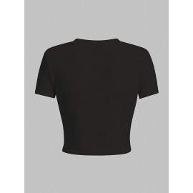 Women's White Crop T-Shirt - London '92 Numeric Graphic Tee - Stretchy Casual Summer Top - Vintage Streetwear Everyday Shirt - Non-See Through Crop Top for Women, Ladies T Shirts, Relaxed Fit Tee, Nontransparent Fabric