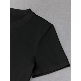 Women'S Vibrant Sun Graphic Crop Top T-Shirt - Casual Round Neck Short Sleeve, Machine Washable, Slim Fit, Perfect for Spring/Summer Outfits, Sunset Shirt