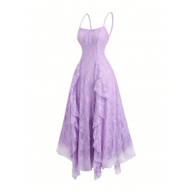 Elegant Off-Shoulder Lace Dress with Ruffle Hem and Bow Detail - Pink Floral Pattern, Sleeveless Summer Dress for Women, Perfect for Casual or Formal Occasions, Formal Attire | Offshoulder Dress | Lace Fabric