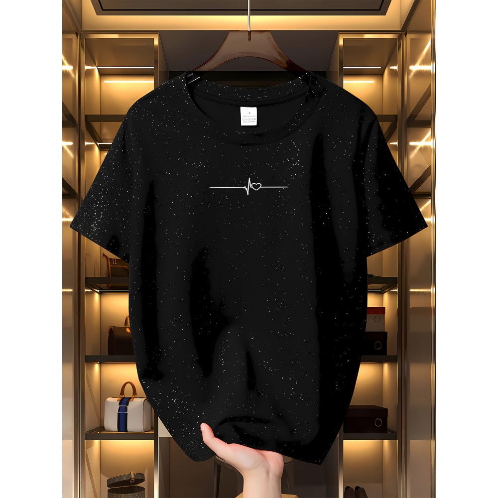 Women'S Sparkly Sequin Short Sleeve T-Shirt - Round Neck, Beige Casual Top for Spring/Summer, Glittery and Stylish, Perfect for Casual Attire