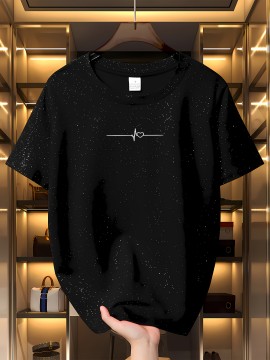 Women'S Sparkly Sequin Short Sleeve T-Shirt - Round Neck, Beige Casual Top for Spring/Summer, Glittery and Stylish, Perfect for Casual Attire